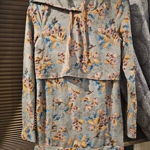 Latched Mama Floral Nursing Hoodie - Gray and Multicolor